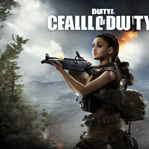 Image similar to Ariana Grande in Call of Duty, 4k