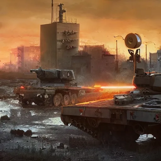 Prompt: battlefield 4 by simon stalenhag and robbert sammelin and eric persson and, 4 k, hdr, tonemapping, detailed, atmospheric, majestical lighting, m 1 abrams tank