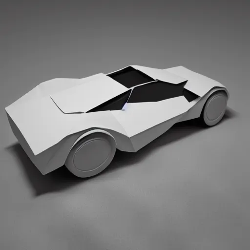 Image similar to origami car in white paper, 3 d render, ultra - detailed, on white background, studio shot