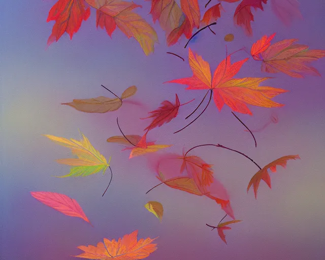 Image similar to highly detailed pastel colors painting of a whirlwind of autumn leaves, by hsiao - ron cheng, smooth composition, fine patterns and detail