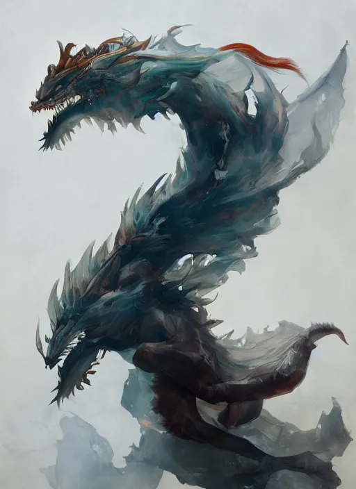 Prompt: semi reallistic gouache gesture painting, by yoshitaka amano, by ruan jia, by Conrad roset, by dofus online artists, detailed 3d render of traditional Chinese dragon coming out of the clouds, portrait, cgsociety, artstation, Digital reality, atmosphere, gesture drawn