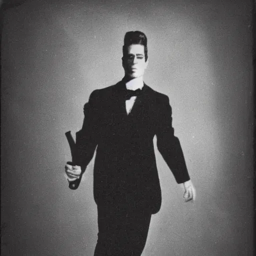 Prompt: johnnybravo, antique photo, victorian era, cinematic lighting,