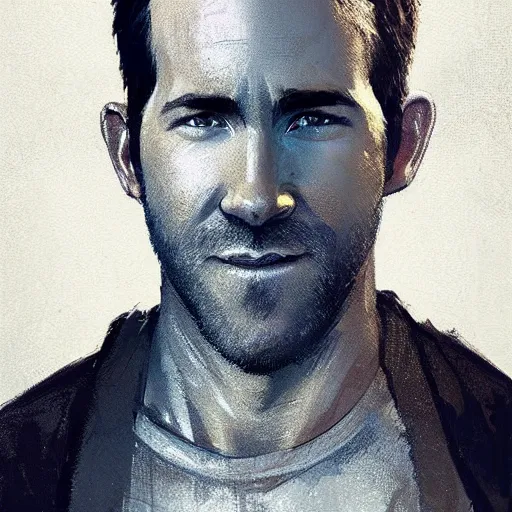 Image similar to “ portrait of ryan reynolds by greg rutkowski, young, attractive, highly detailed portrait, scifi, digital painting, artstation, concept art, smooth, sharp foccus ilustration, artstation hq ”