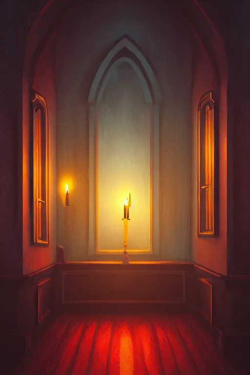 Prompt: a matte painting gothic parlor room and flickering candles by alena aenami