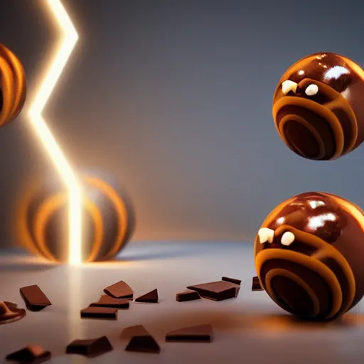 Image similar to light bulbmade of chocolate, open space background made of milk, unreal engine 5, ray tracing, extremely detailed