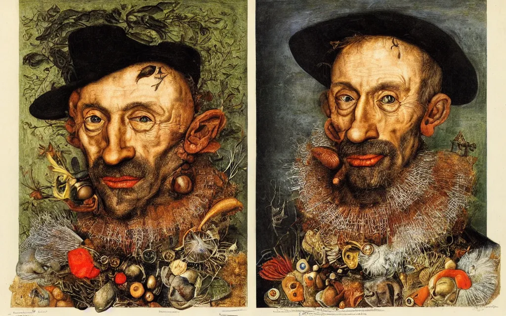 Image similar to giuseppe arcimboldo's portrait of captain jacques - yves cousteau