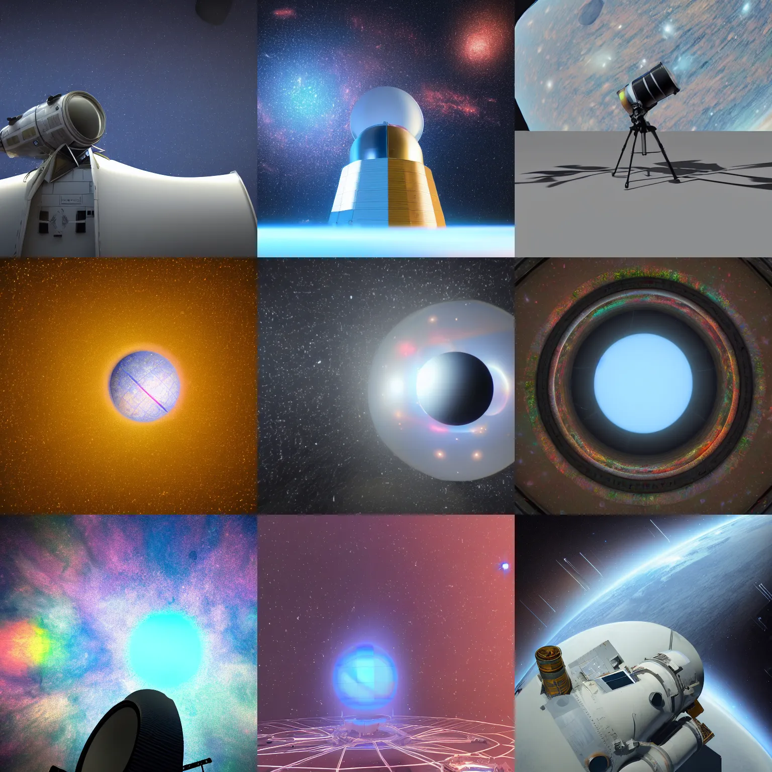 Prompt: 3 stars in empty space, colorfull, habl telescope, detail render, realistic maya, octane render, rtx, nasa, photo