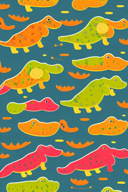 Prompt: minimalist boho style art of a colorful crocodile, illustration, vector art