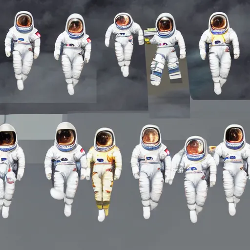 Image similar to 5 space astronauts in spacesuits of different colors, running in a relay race in a stadium, olympic games