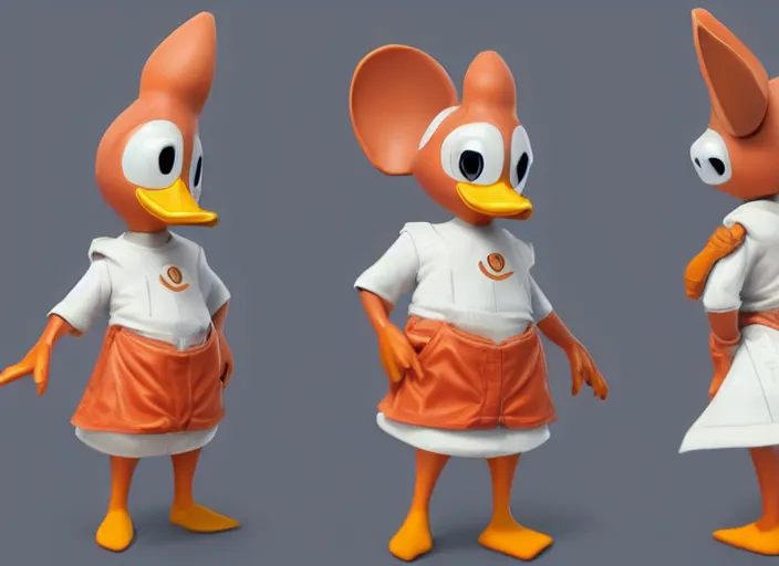 Prompt: award - winning detailed concept art of a cute iconic anthropomorphic duck character wearing a sailor suit. art by wlop on bcy. net, realistic. detailed feathers, art by cheng yi. artstationhd, artgerm, 3 dcg, pixar zootopia. 3 d rendering, high quality model sheet, donald