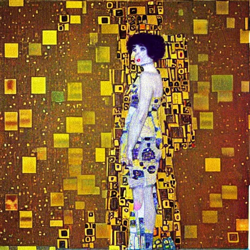 Prompt: glitch art by gustav klimt