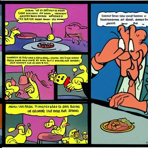 Prompt: Garfield Comic about atomic war, Drawn by Jim Davis, Funny, Sad, Creepy