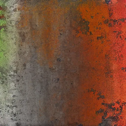 Prompt: large squares of different colors, rust texture, detailed, part of the photo is missing