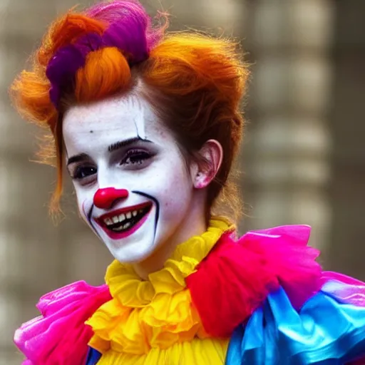 Image similar to emma watson as a clown