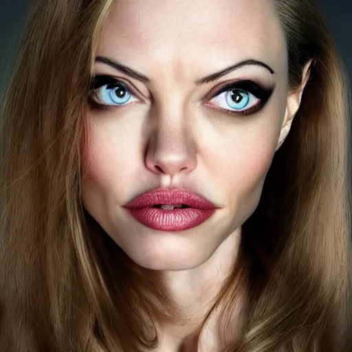 Image similar to portrait of a woman that looks like a mix of angelina jolie and amanda seyfried
