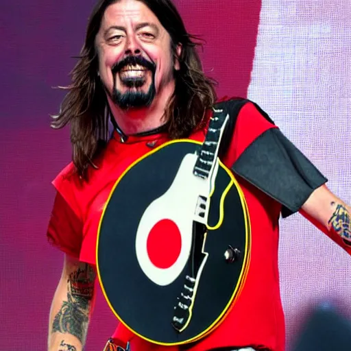 Image similar to dave grohl wearing the chinese flag as an outfit