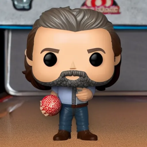 Prompt: The Dude Jeff Bridges holding bowling ball Funko Pop