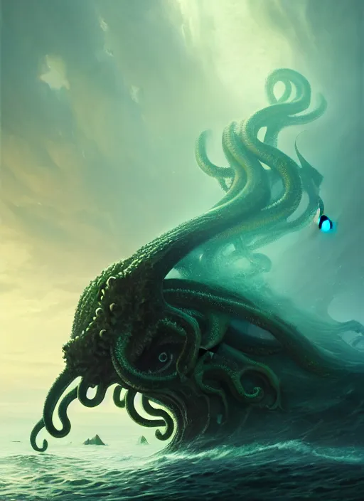 mysterious monster cthulhu in the sea, huge tentacles | Stable ...