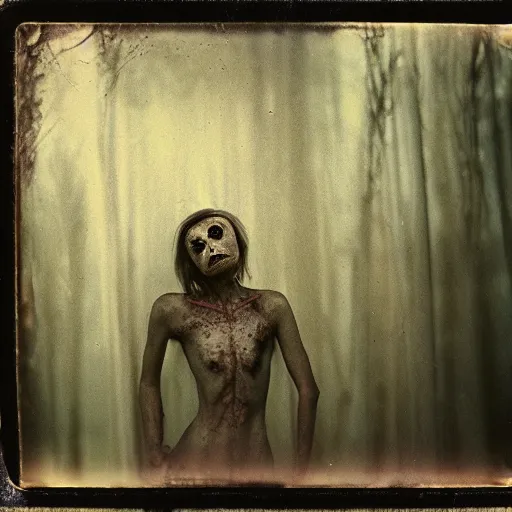 Prompt: kodak portra 4 0 0, wetplate, photo of a surreal artsy dream scene, horror, grotesque, portrait