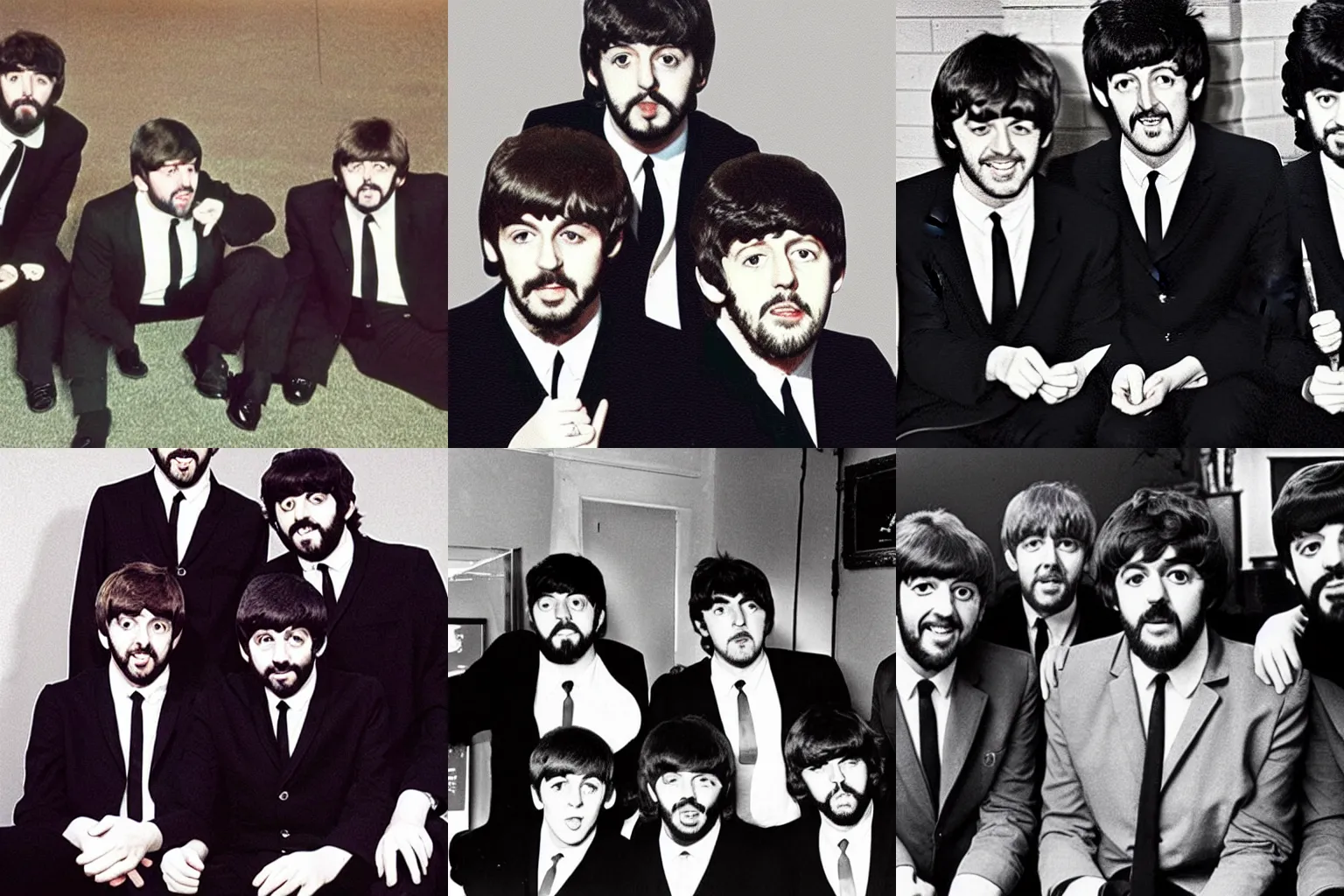 Prompt: Jeremy Beadle as all members of the Beatles 1965