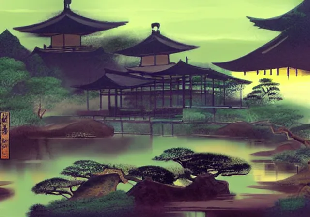 Image similar to ancient Japanese beautiful landscape mode concept art high realism