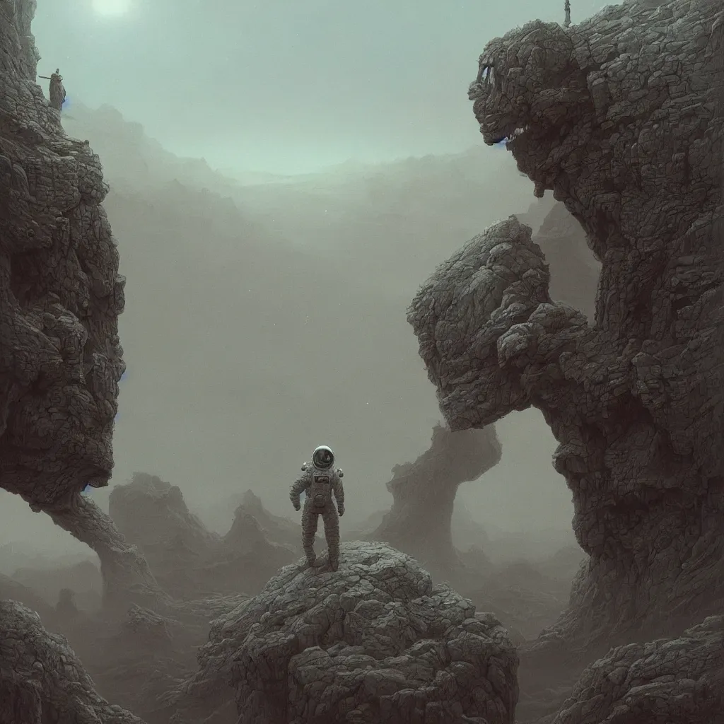 Prompt: a highly detailed 4 k fantasy matte painting of astronaut, zdzislaw beksinski, artstation, cgsociety, unreal engine