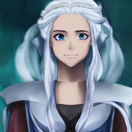 Prompt: Daenerys as an anime girl, HD, extremely detailed