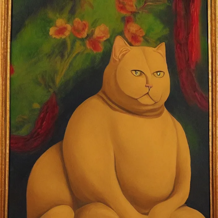 Prompt: a beautiful oil portrait of the cat buddha, smiling serenely