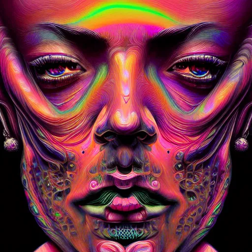 Prompt: An extremely psychedelic portrait of Rock N Roll, surreal, LSD, face, detailed, intricate, elegant, lithe, highly detailed, digital painting, artstation, concept art, smooth, sharp focus, illustration