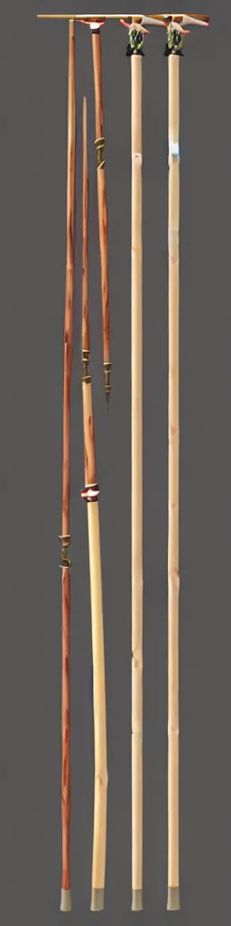 Image similar to single wooden long straight thin ninja fighting staff with oriental ornaments, weapon, highlight, vertical, centred, highly symmetric, sci - fi, fantasy, japan, dnd, close shot, bright uniform background, directional lighting, digital art, hyperrealism, award winning, 8 k