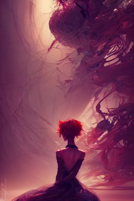 Image similar to a beautiful dream muse trapped in a nightmare, by android jones and guweiz and ross tran and ilya kuvshinov, trending on artstation