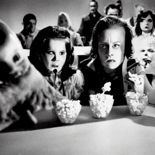 Prompt: children of the popcorn Hollywood horror film movie still.