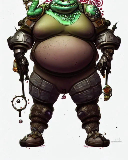 Image similar to a fat slimy anthropomorphic toad king wearing ornate cyberpunk armor, smooth, intricate, elegant, digital painting, artstation, steam, grungy steel, concept art, sharp focus, octane render, illustration, art by josan gonzalez, overwatch character,