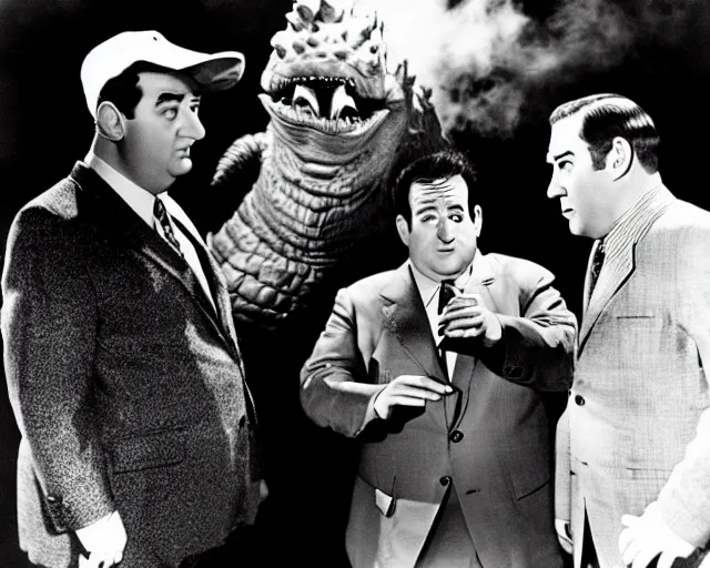 Image similar to Abbott and Costello meet Godzilla