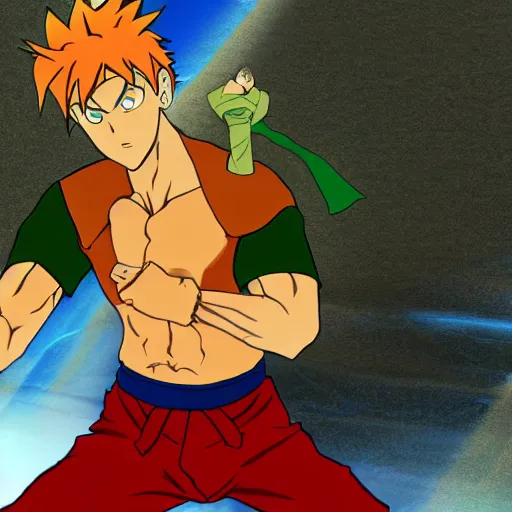 Image similar to Shaggy Rogers dressed like martial artist (as a legendary super sayian 2) in the style of slice of life anime trending on artstation deviantart Pinterest detailed High Resolution HD 8k