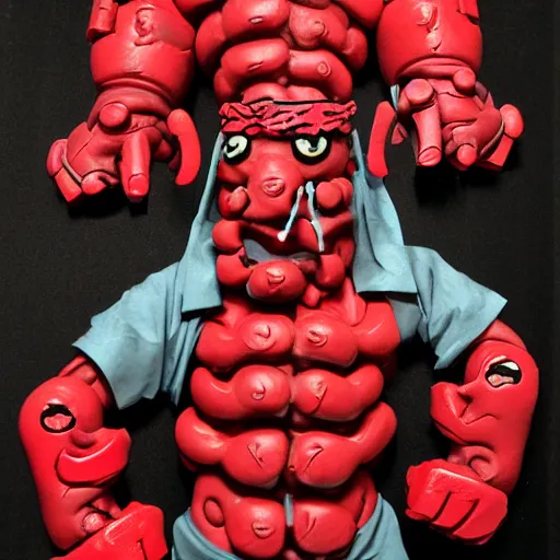 Image similar to hellboy made from twizzlers