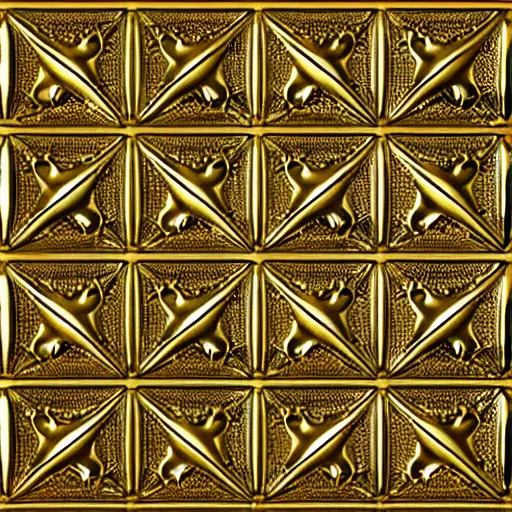 Image similar to 3d render of an abstract medieval pattern gold tile, symetrical