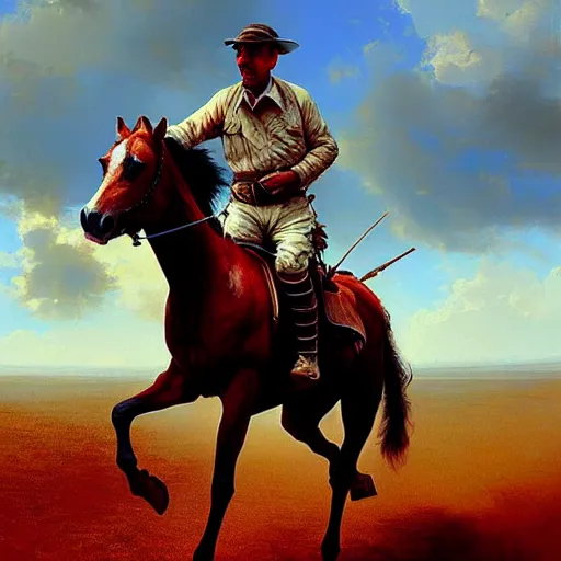 Image similar to а man carries a horse over him, hyperrealism, no blur, 4 k resolution, ultra detailed, style of ron cobb, adolf hiremy - hirschl, syd mead, ismail inceoglu, rene margitte