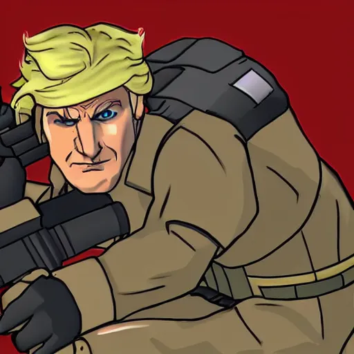 Prompt: solid snake as donald trump