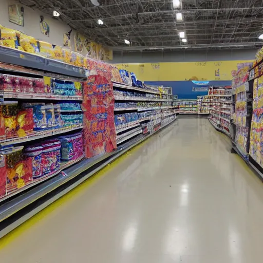 Prompt: a photo of the inside of a walmart that goes on forever