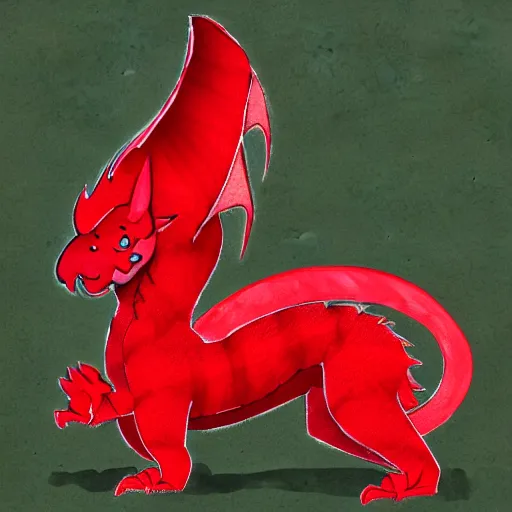 Prompt: Illustration of a plushie red dragon