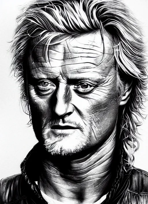 Prompt: highly detailed portrait of rutger hauer, photographic realistic background, by royal jafarov, by dustin hobert, by joe fenton, by kaethe butcher, trending on instagram, award winning details