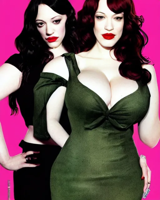 Prompt: kat dennings christina hendricks jennifer tilly, by gilbert hernandez, gorgeous beautiful, stunning, deviant, arrogant