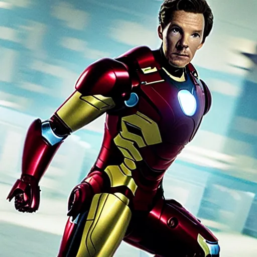 Prompt: Benedict Cumberbatch as Iron Man