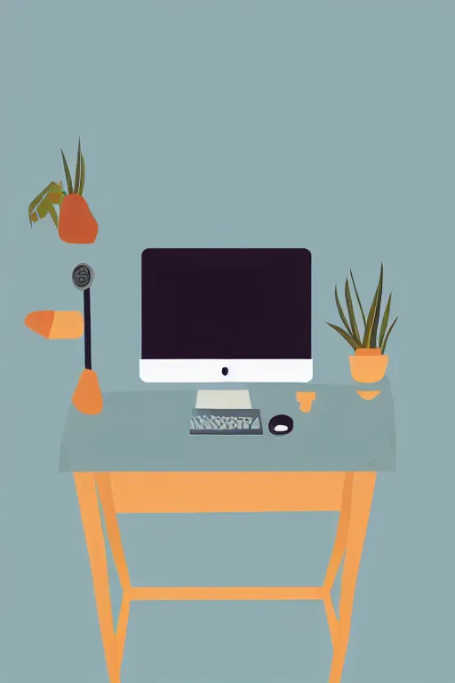 Image similar to minimalist boho style art of a computer, illustration, vector art