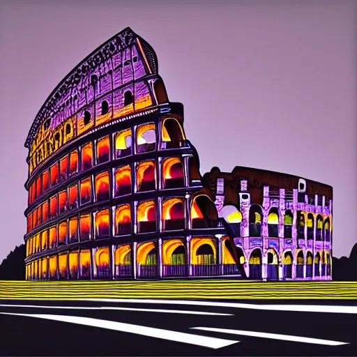 Image similar to cubic colosseum, futurism in the style of gerardo dottori