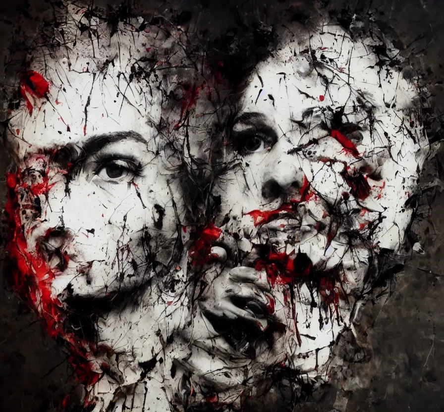 Prompt: portrait, vintage, glorious, nightmare art by antony micallef