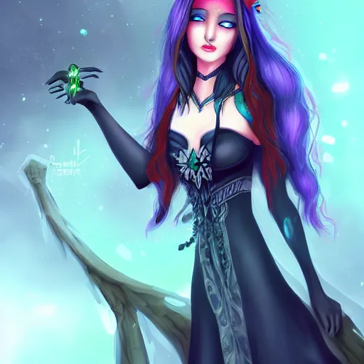 Prompt: a very beautiful necromancer girl by sakimichan, sakimichanart