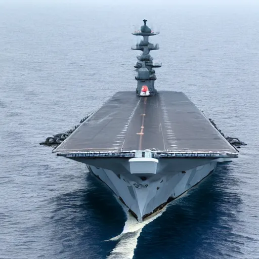 Prompt: Vladimir Putin standing under a Mission Accomplished banner on the dack of Admiral Kuznetsov aircraft carrier, high quality photo, 4k