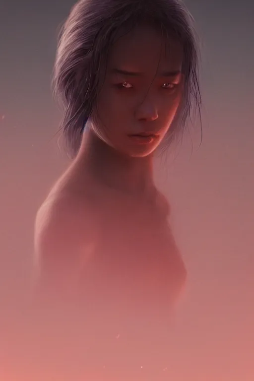 Image similar to A women of unknown race by Greg Rutkowski, beeple, Sung Choi, Mitchell Mohrhauser, Maciej Kuciara, Johnson Ting, Maxim Verehin, Peter Konig, final fantasy, macro lens, 35mm, 8k photorealistic, cinematic lighting, HD, high details, dramatic, dark atmosphere, trending on artstation